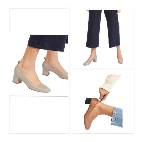 EVERLANE The Day Heel Light Taupe Patent Leather Low Heeled Ballet Pump Size 9 - Picture 1 of 10